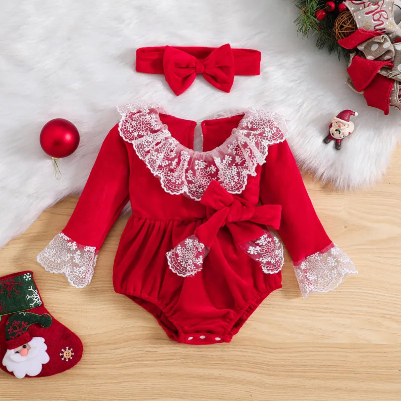 Body Infantil Feminino Natal Rendinha + Faixa