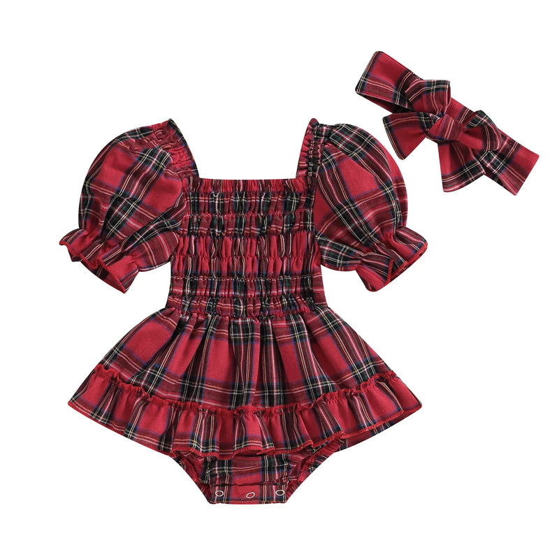 Body Infantil Feminino Xadrez Manguinha + Faixa