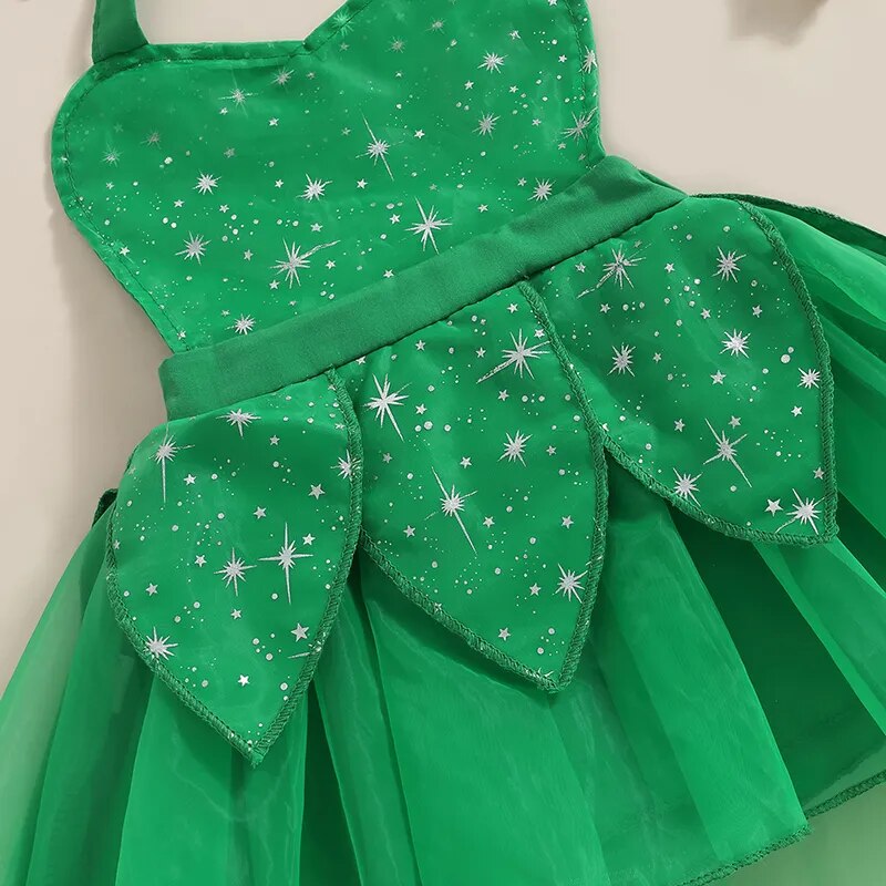 Vestido Infantil Natal Estrelinha Tule