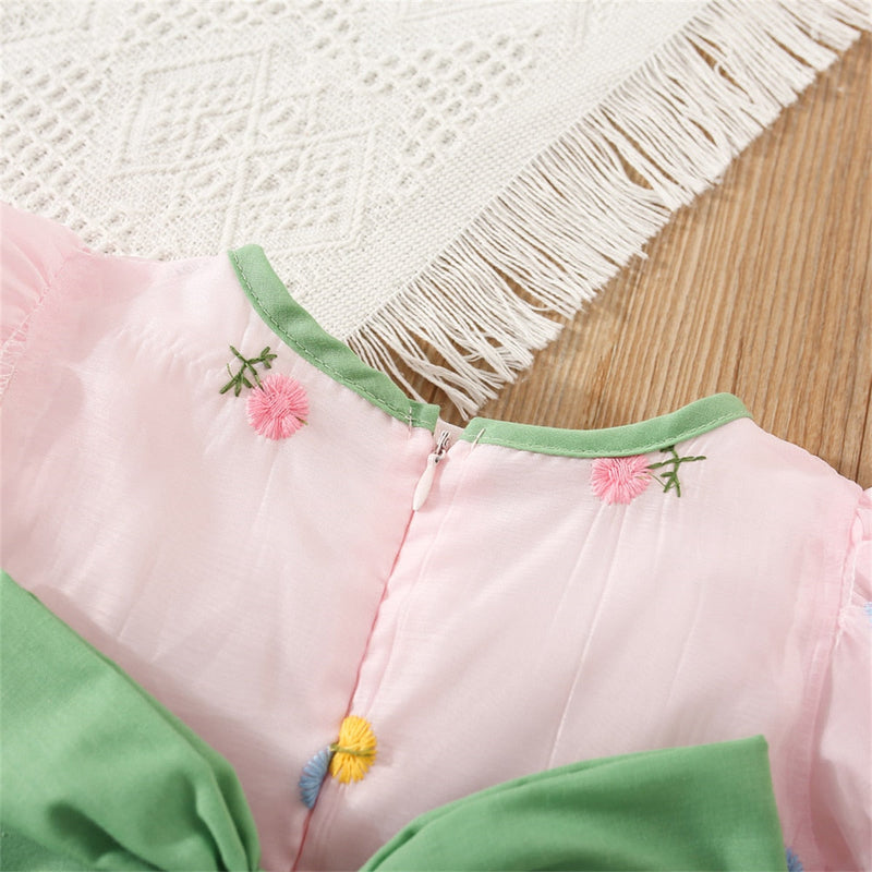 Vestido Infantil Bordado Florzinha e Laço