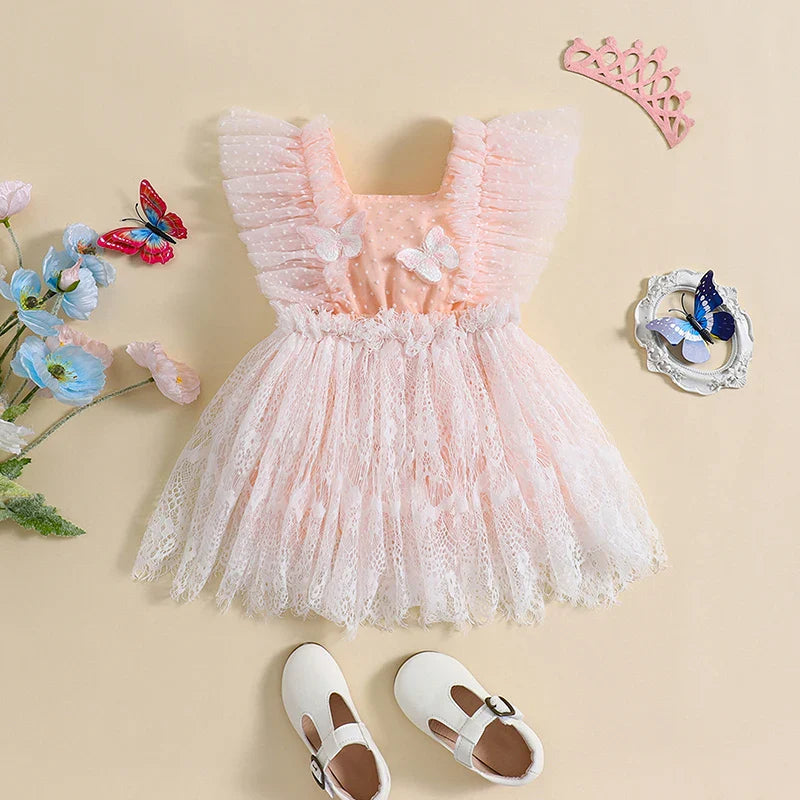 Vestido Infantil Borboletinhas e Tule