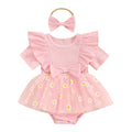 Body Infantil Feminino Tule Margaridas