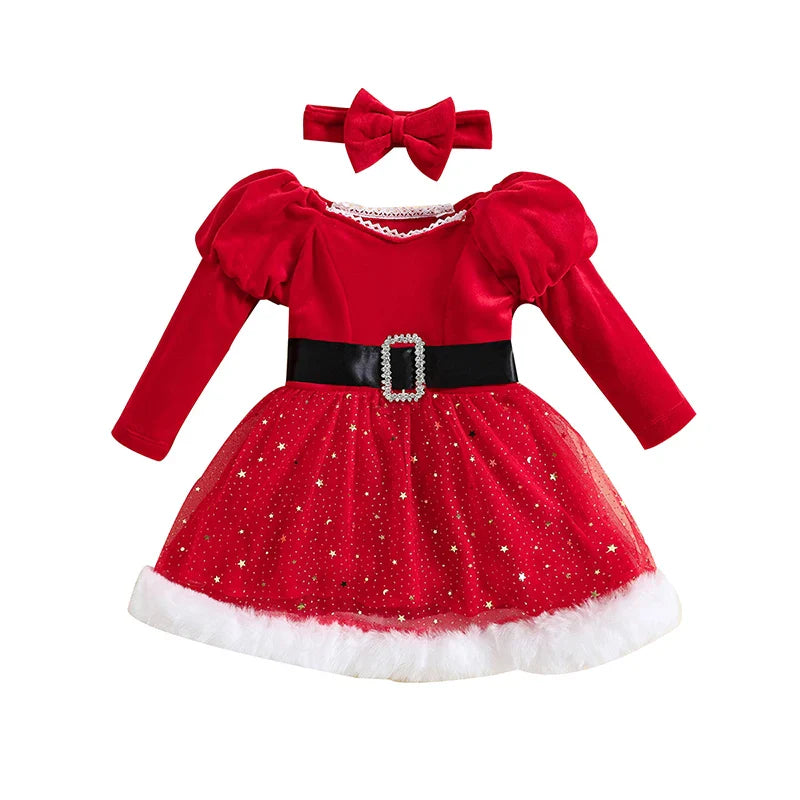 Vestido Infantil Natal Brilhante