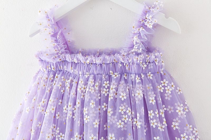 Vestido Infantil Tule Margaridas