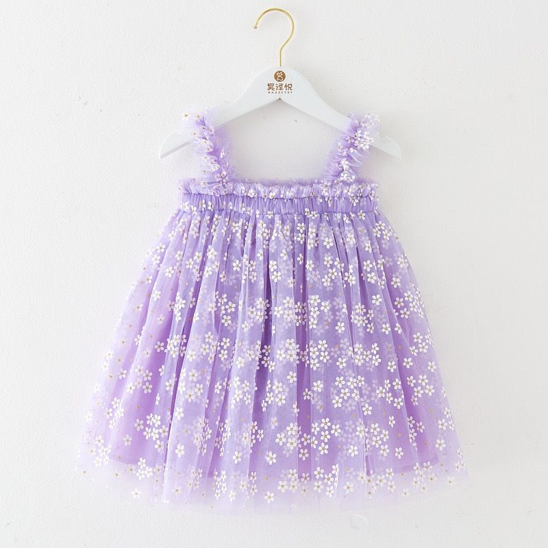 Vestido Infantil Tule Margaridas