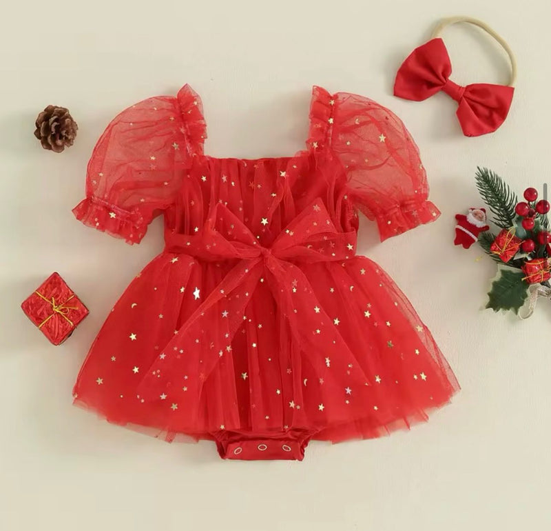 Body Infantil Feminino Natal Estrelinhas