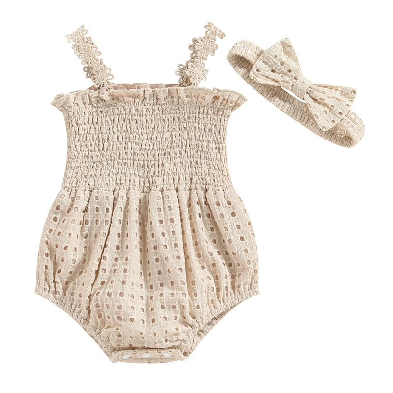 Body Infantil Feminino Bege Lese + Faixa