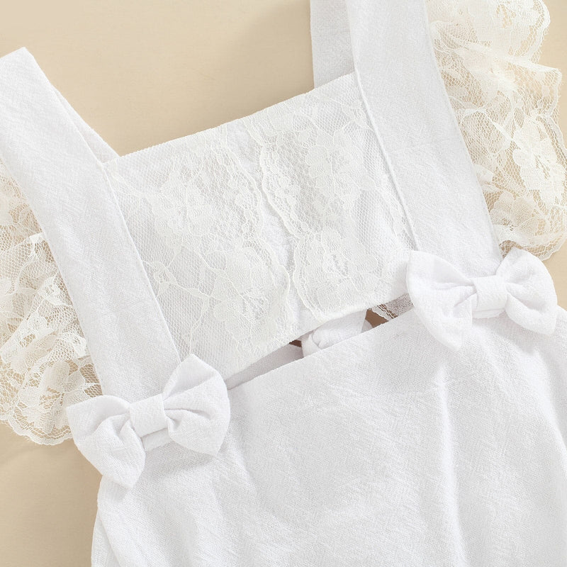 Body Infantil Feminino Branco Renda e Tule + Faixa