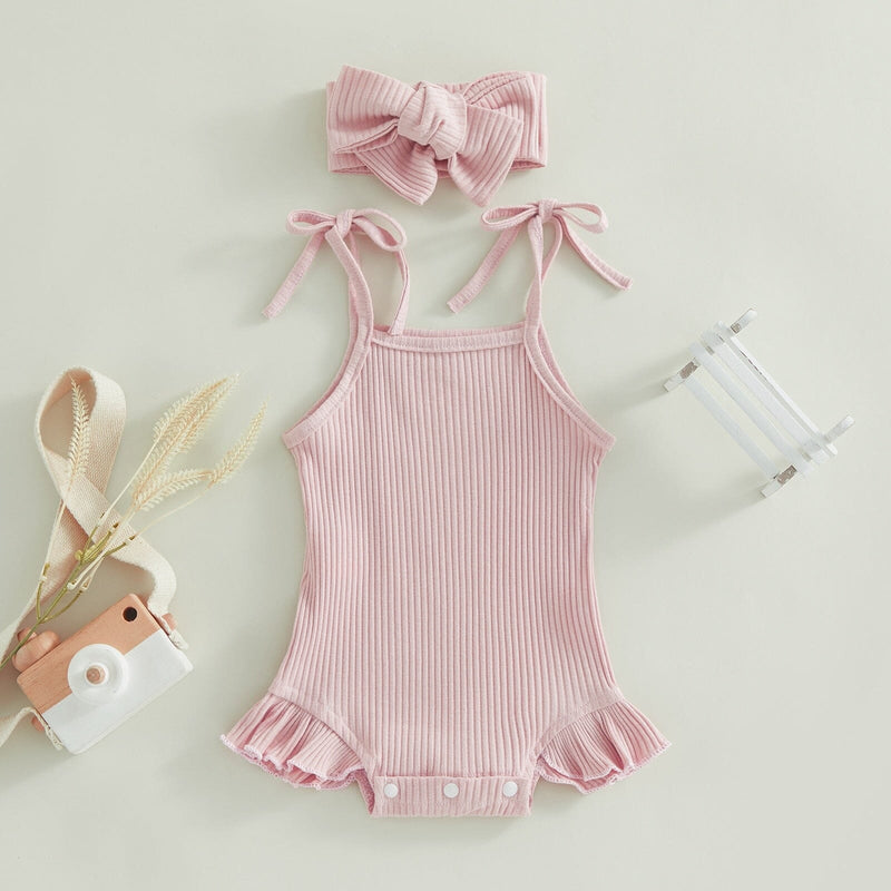 Body Infantil Feminino Canelado Laçinho + Faixa