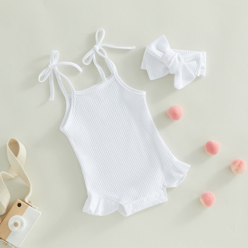 Body Infantil Feminino Canelado Laçinho + Faixa