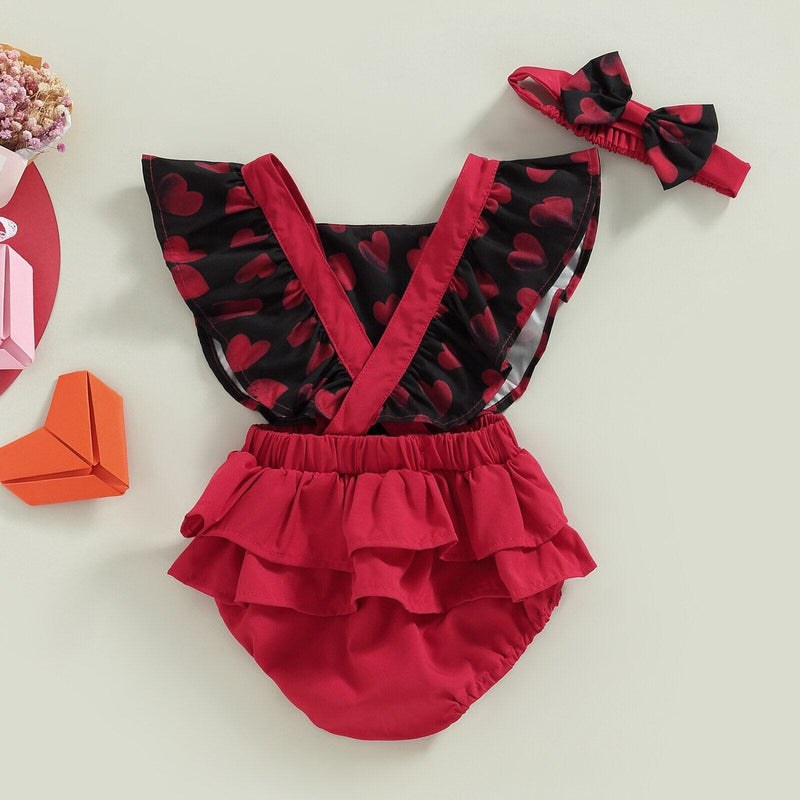 Body Infantil Feminino Corações + Faixa