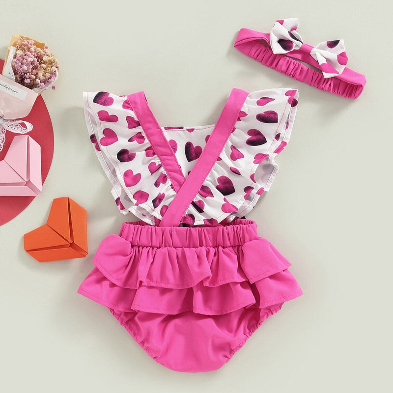 Body Infantil Feminino Corações + Faixa