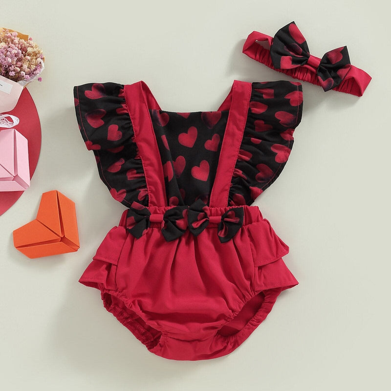 Body Infantil Feminino Corações + Faixa