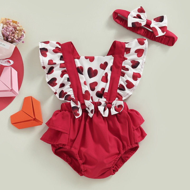 Body Infantil Feminino Corações + Faixa