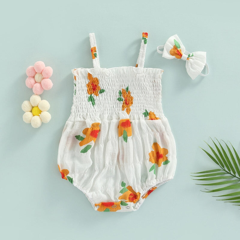 Body Infantil Feminino Floral Alcinha + Faixa