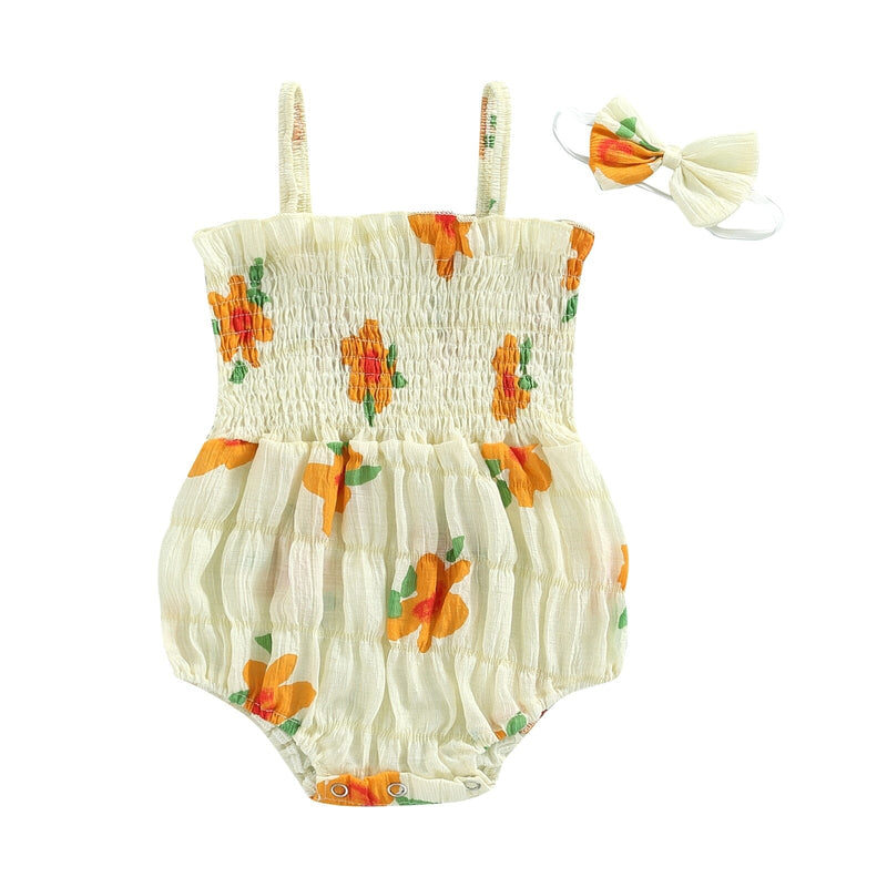 Body Infantil Feminino Floral Alcinha + Faixa