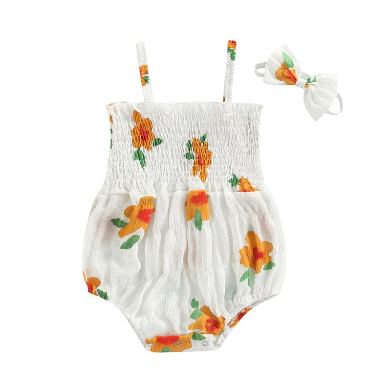 Body Infantil Feminino Floral Alcinha + Faixa