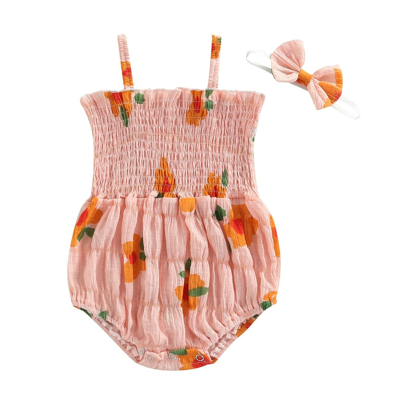 Body Infantil Feminino Floral Alcinha + Faixa