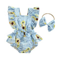 Body Infantil Feminino Floral Babados + Faixa