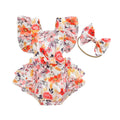 Body Infantil Feminino Floral Babados + Faixa