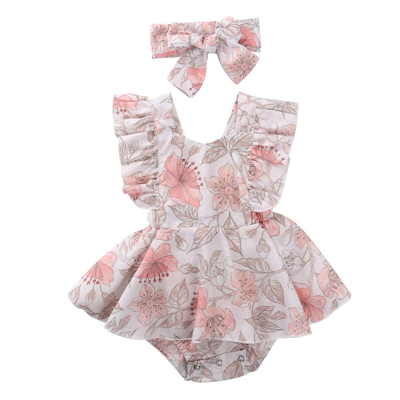 Body Infantil Feminino Floral + Faixa