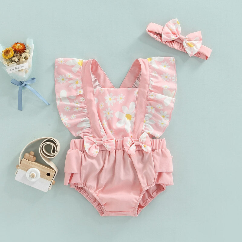 Body Infantil Feminino Floral + Faixa