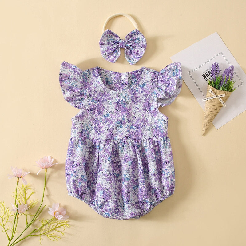 Body Infantil Feminino Floral + Faixa