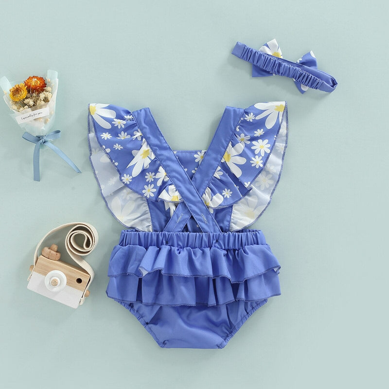 Body Infantil Feminino Floral + Faixa