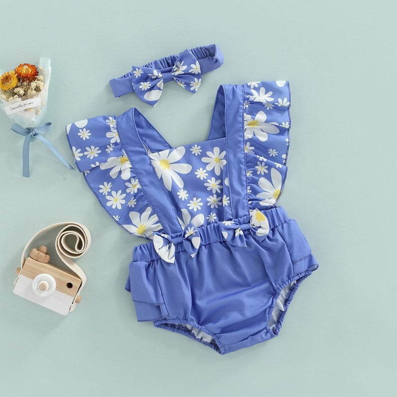 Body Infantil Feminino Floral + Faixa