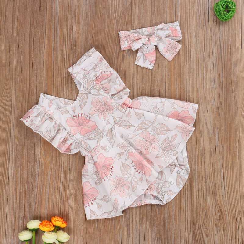 Body Infantil Feminino Floral + Faixa