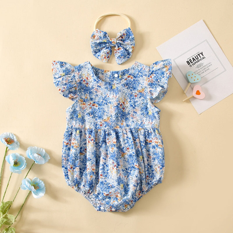 Body Infantil Feminino Floral + Faixa