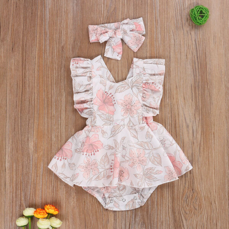 Body Infantil Feminino Floral + Faixa