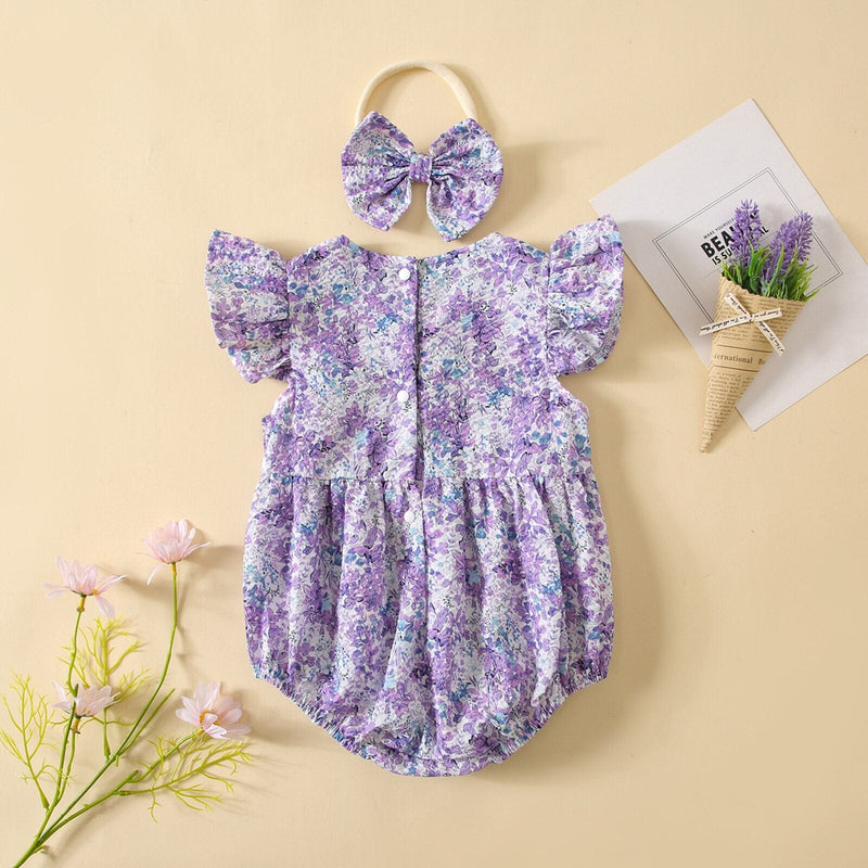 Body Infantil Feminino Floral + Faixa