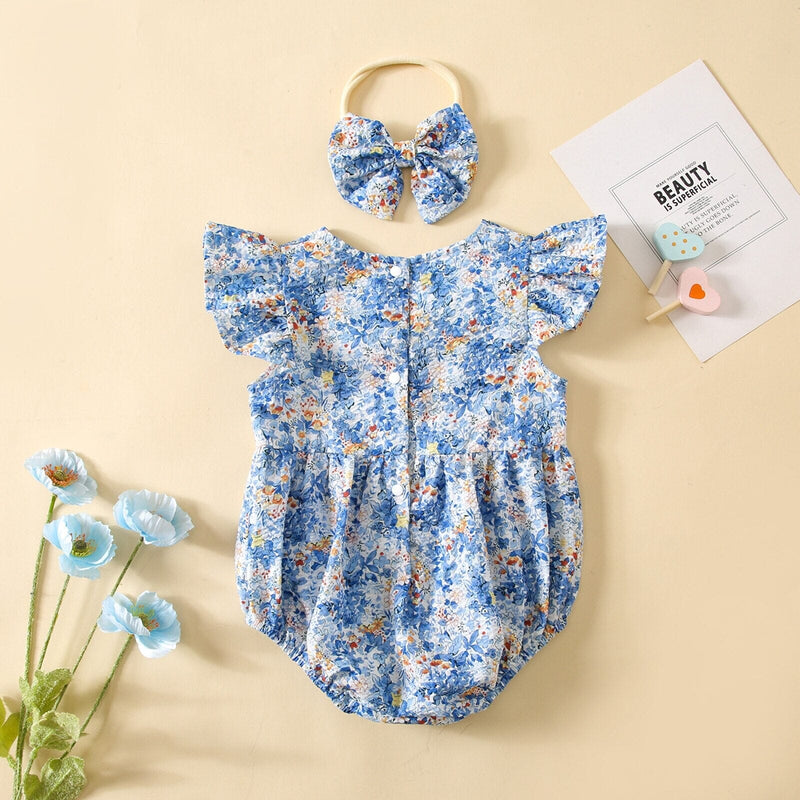 Body Infantil Feminino Floral + Faixa