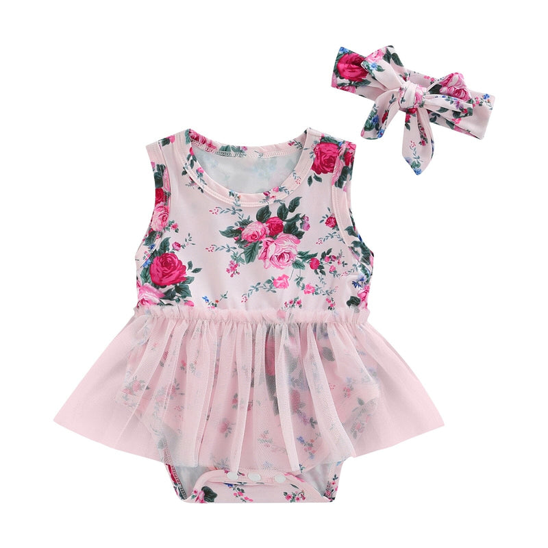 Body Infantil Feminino Floral Sainha + Faixa