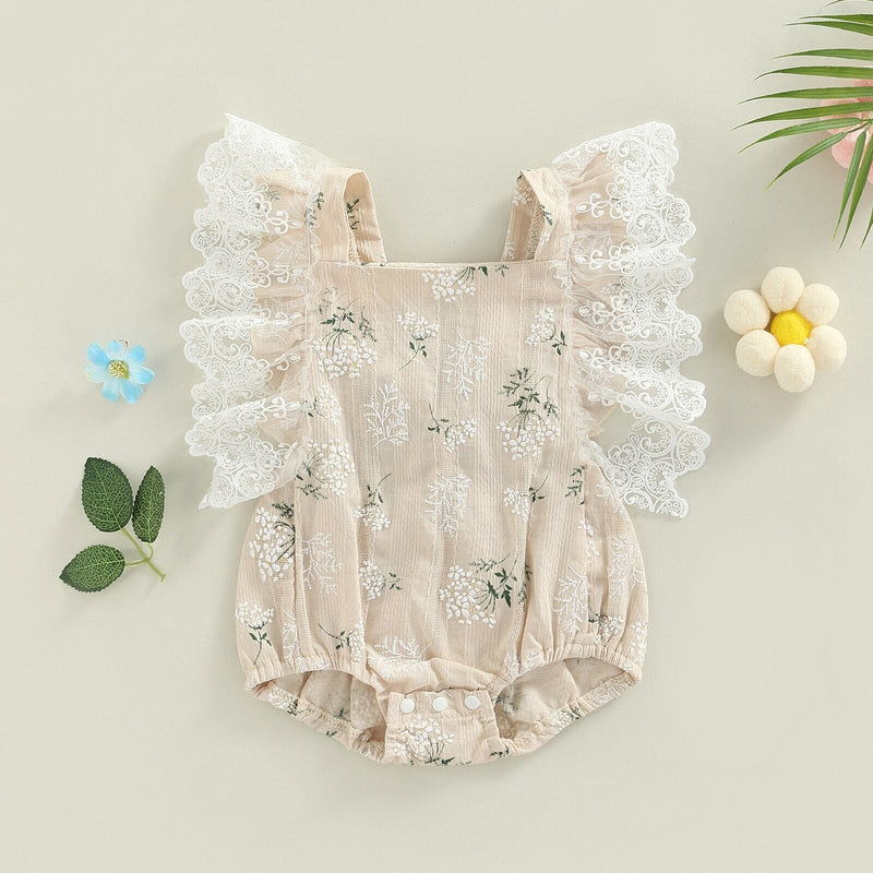 Body Infantil Feminino Flores Rendinha