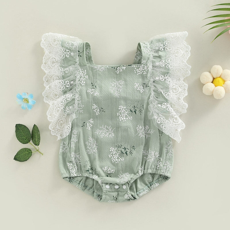 Body Infantil Feminino Flores Rendinha