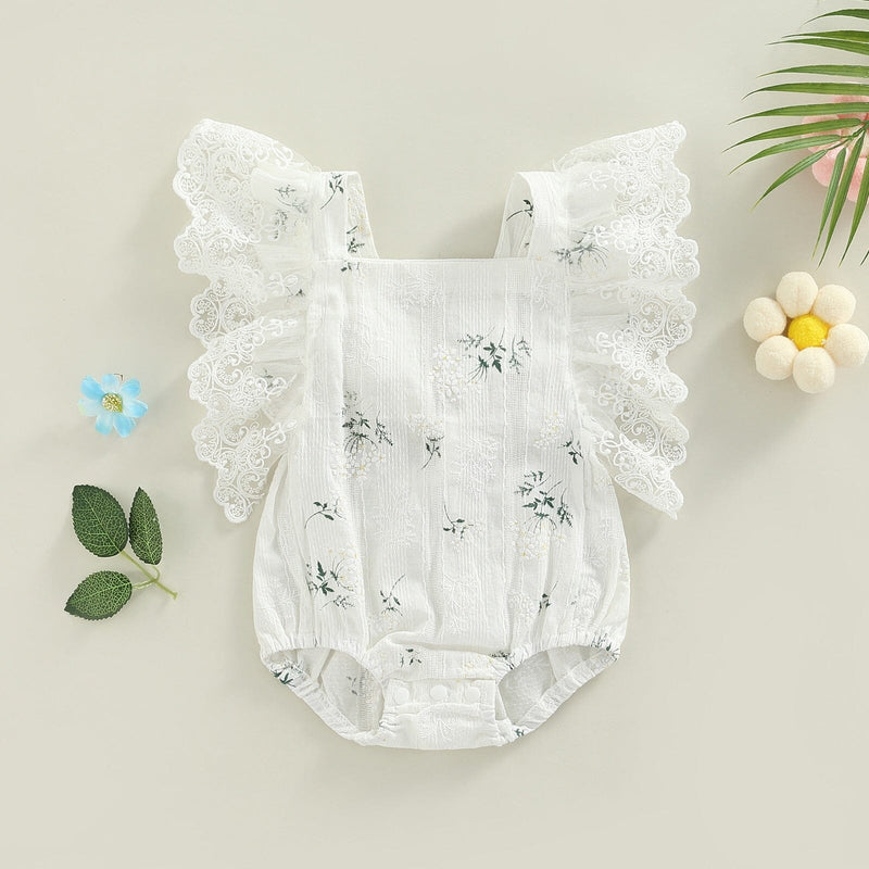 Body Infantil Feminino Flores Rendinha