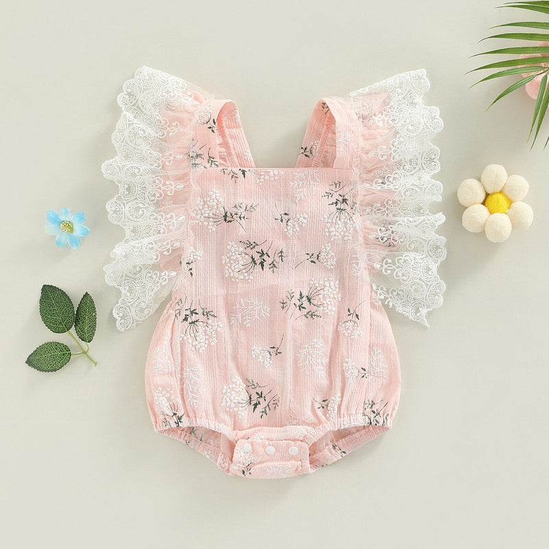 Body Infantil Feminino Flores Rendinha