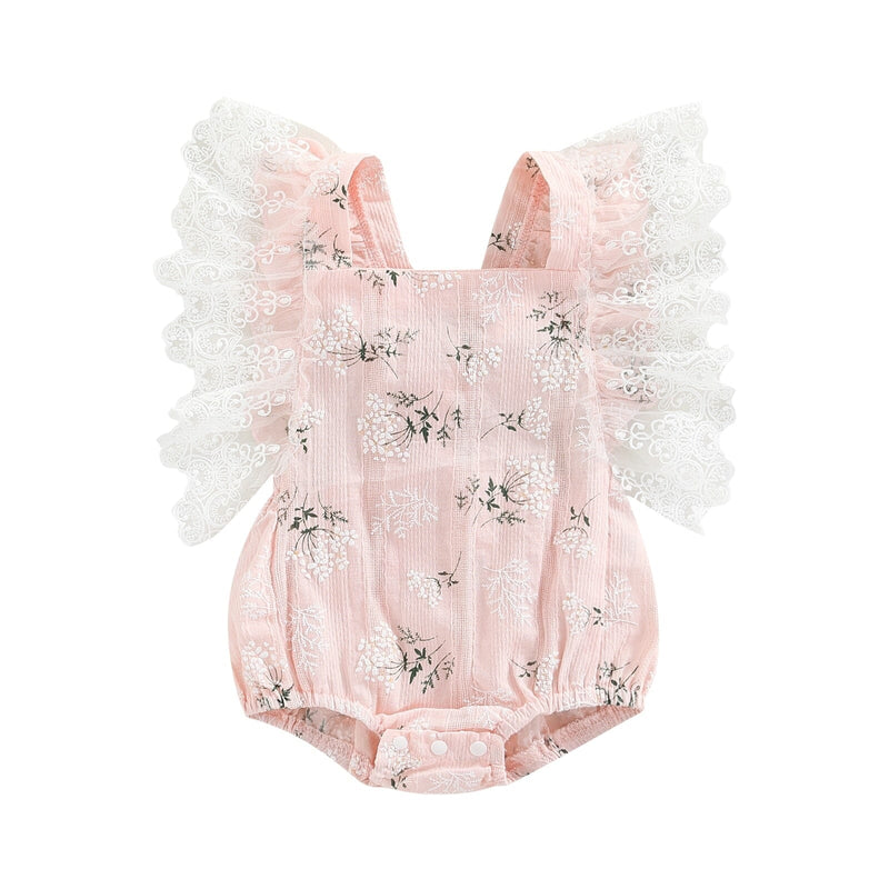 Body Infantil Feminino Flores Rendinha