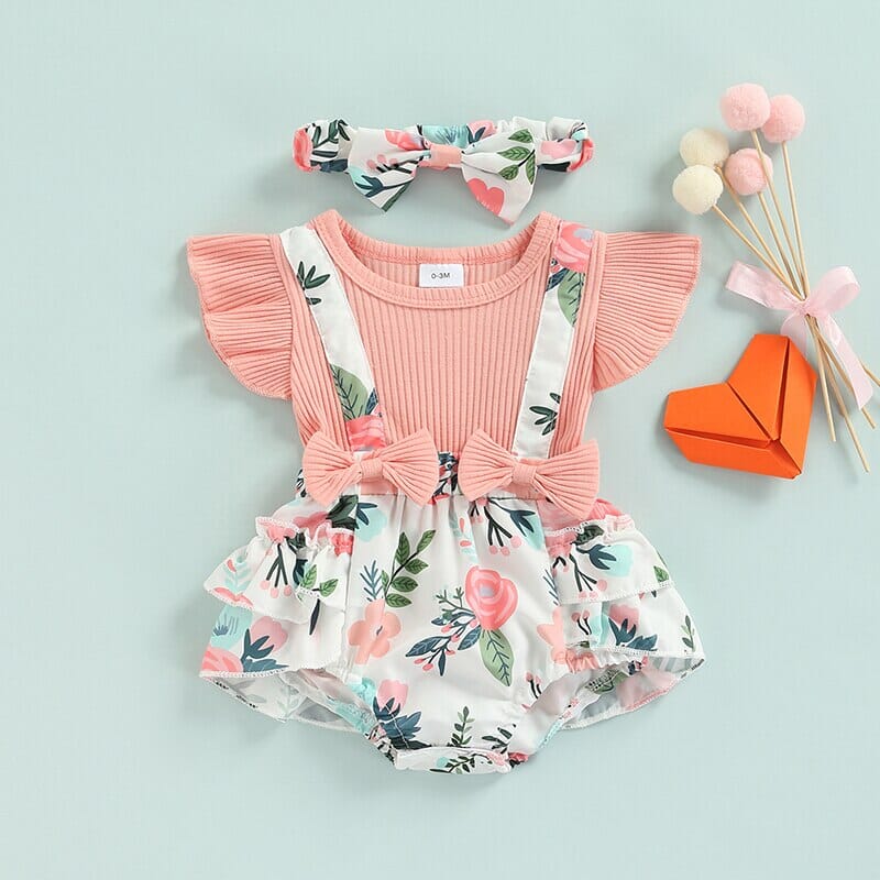 Body Infantil Feminino Flores Sainha + Faixa