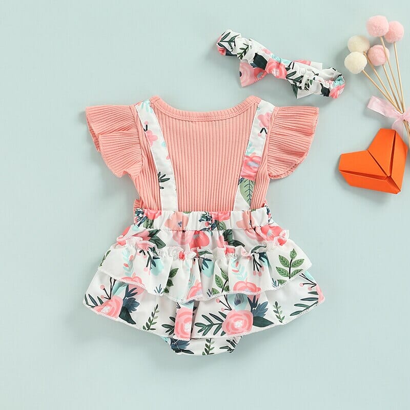 Body Infantil Feminino Flores Sainha + Faixa