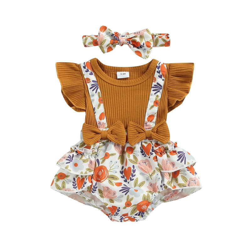 Body Infantil Feminino Flores Sainha + Faixa