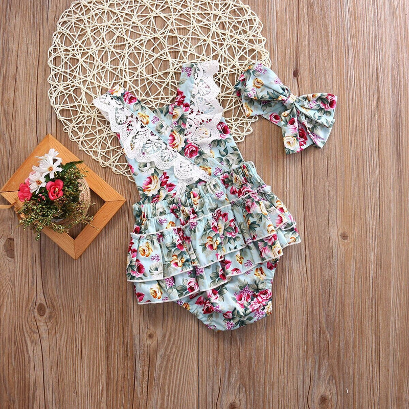 Body Infantil Feminino Florido + Faixa