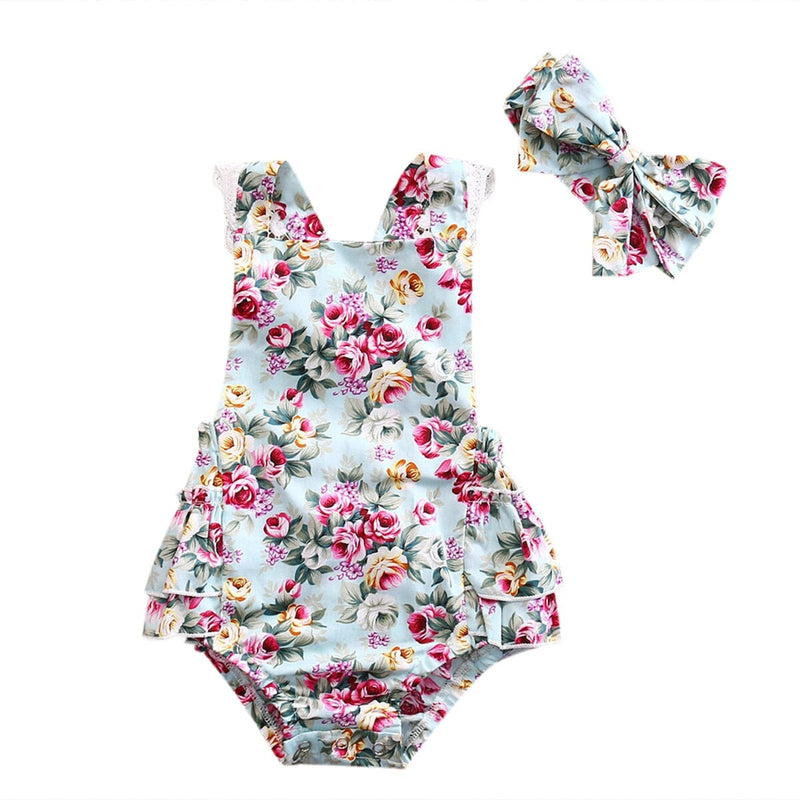 Body Infantil Feminino Florido + Faixa