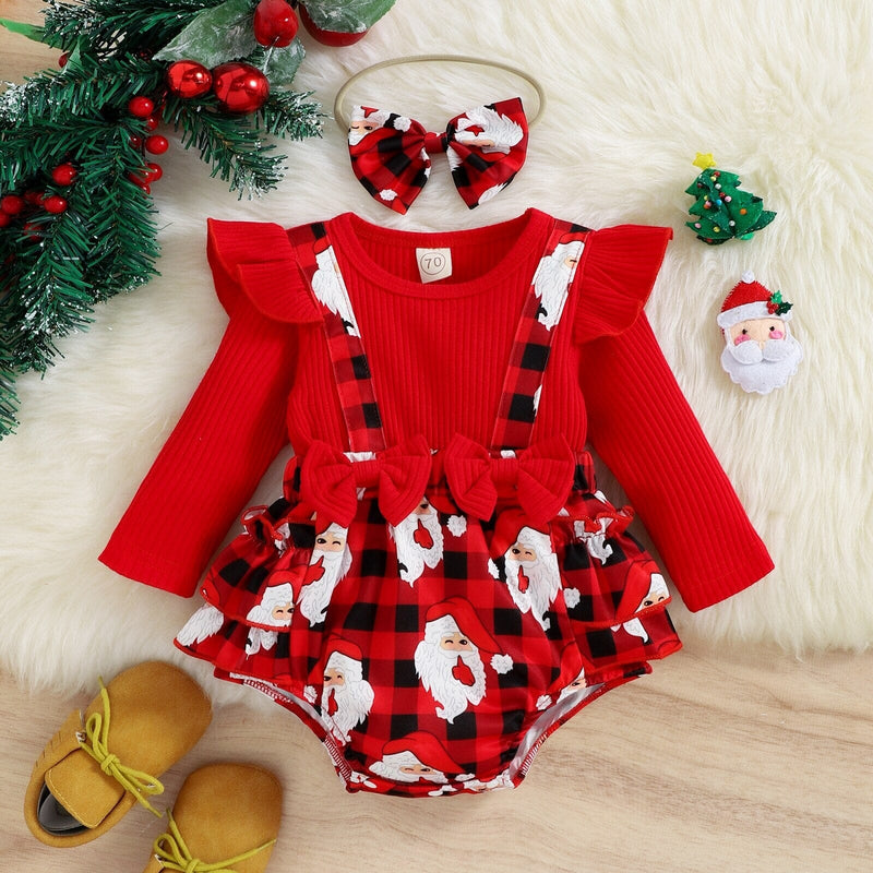 Body Infantil Feminino Papai Noel + Faixa