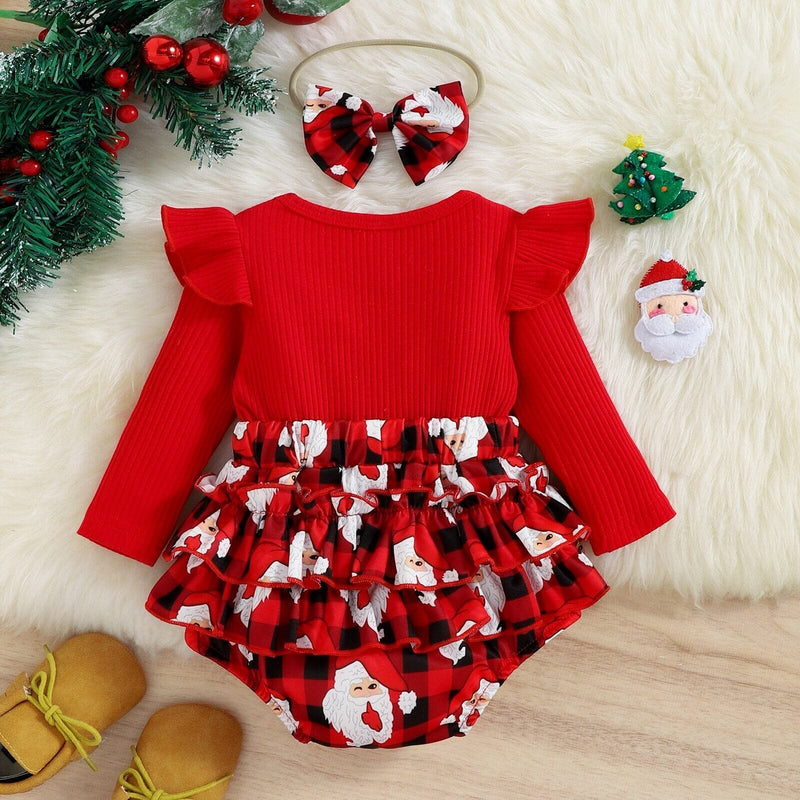 Body Infantil Feminino Papai Noel + Faixa