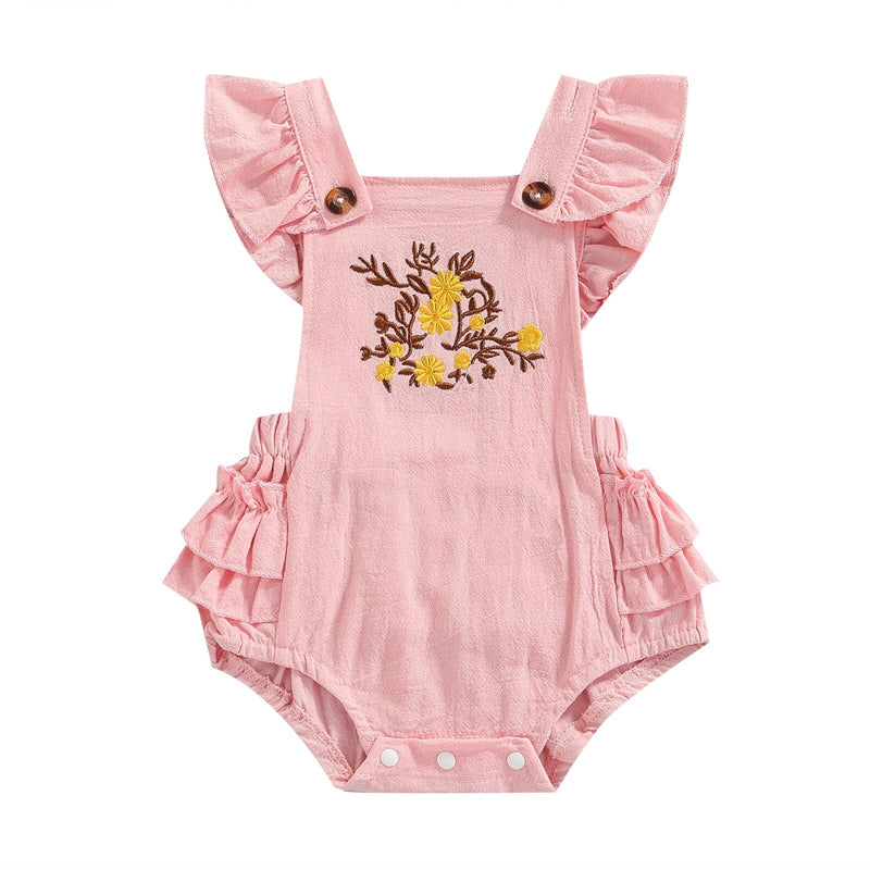 Body Infantil Feminino Rosa Bordado