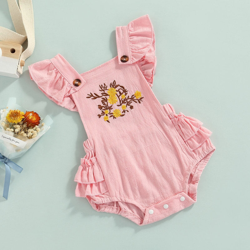 Body Infantil Feminino Rosa Bordado