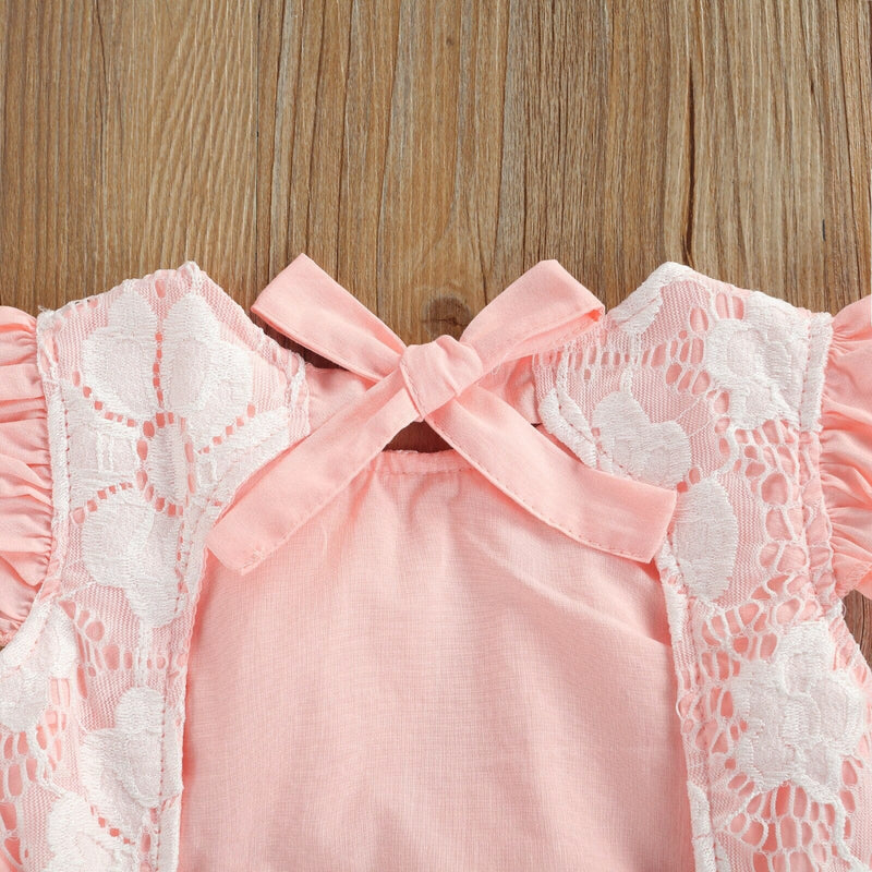 Body Infantil Feminino Rosa e Branco + Faixa